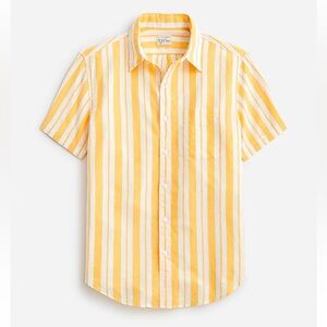 J crew Short-sleeve slub cotton-linen blend shirt